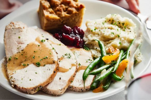 a plate of food with a fork